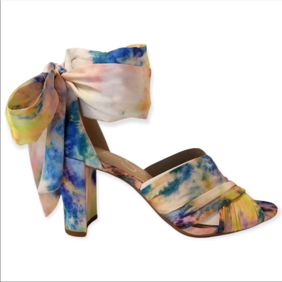 Jessica Simpson Tie Dye Wrap High Heels Sz 9 - Picture 2 of 4